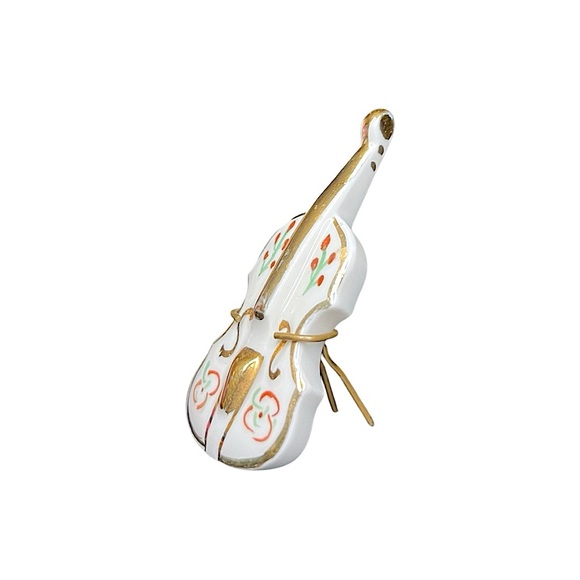 VTG LIMOGES FRANCE Porcelain Mini Cello Collectible Trinket - Picture 1 of 12